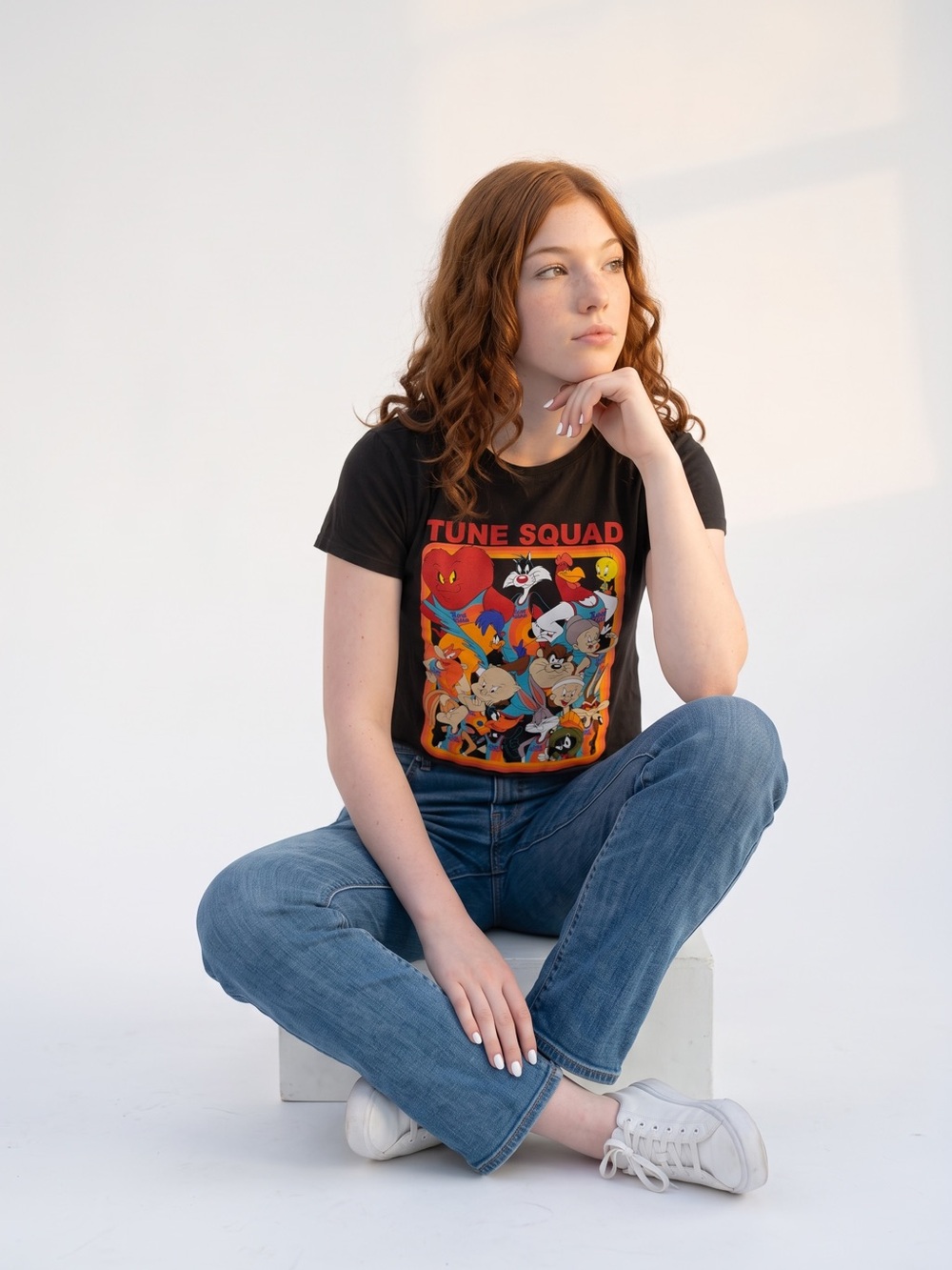 Space Jam A New Legacy Tune Squad Graphic T-Shirt Youth/Women's Size L Black